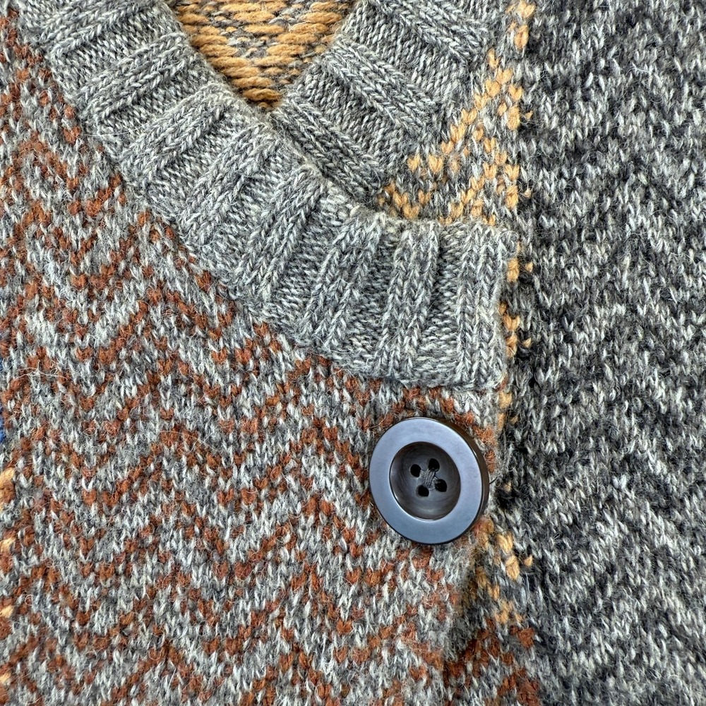 Woolrich‎ Sweater Vest Womens Large Multi Color Lambswool Chevron Knit Patchwork - Picture 7 of 12